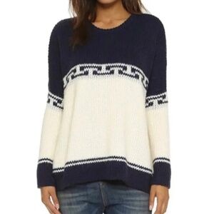 THE GREAT. Navy and Cream Sweater